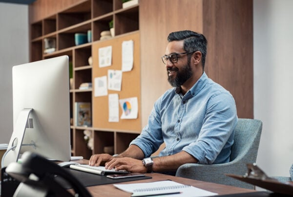 Creative man working on computer